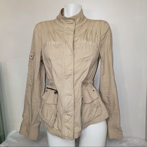 Express Casual Beige Tan Zip Up Utility Jacket
